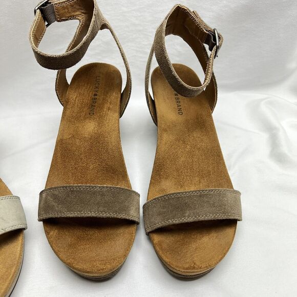 Lucky Brand Women's Lot KANOA & KARSTAN Ankle Strap Wedge Heel Sandals EUR 39 - Picture 3 of 13